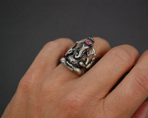 Ganesha Sterling Silver Ring - Size 4.75 - Small