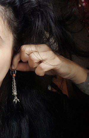 Afghani Silver Coral Earrings