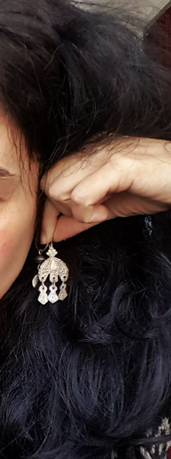 Old Moroccan Berber Earrings with Dangles