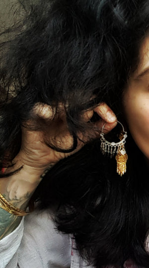 Afghani Hoop Earrings with Tassels - Lightweight