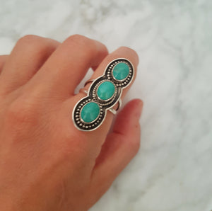 Ethnic Turquoise Ring from Bali - Size 7.75