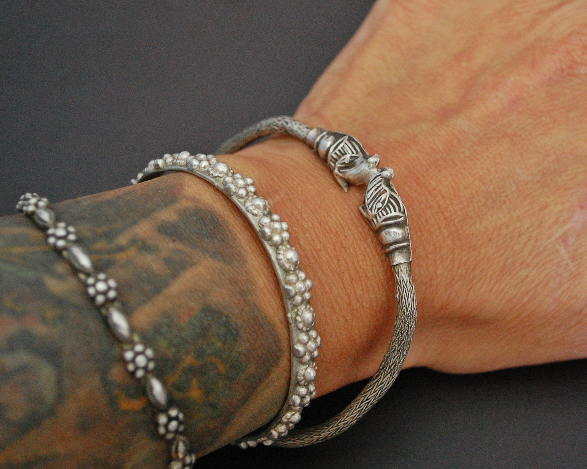 Indian Elephants Head Snake Chain Bracelet