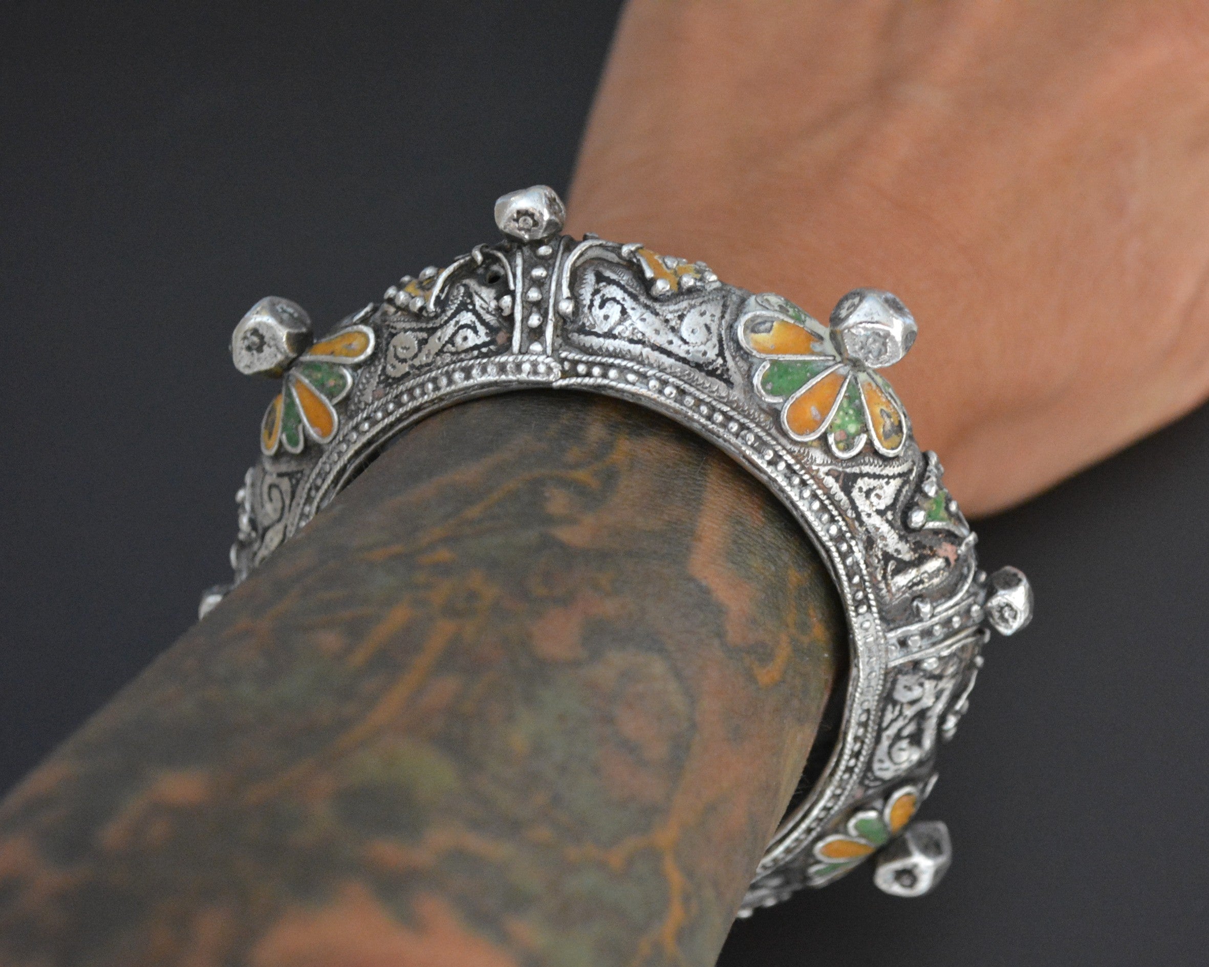 Berber Hinged Enamel Bracelet - SMALL