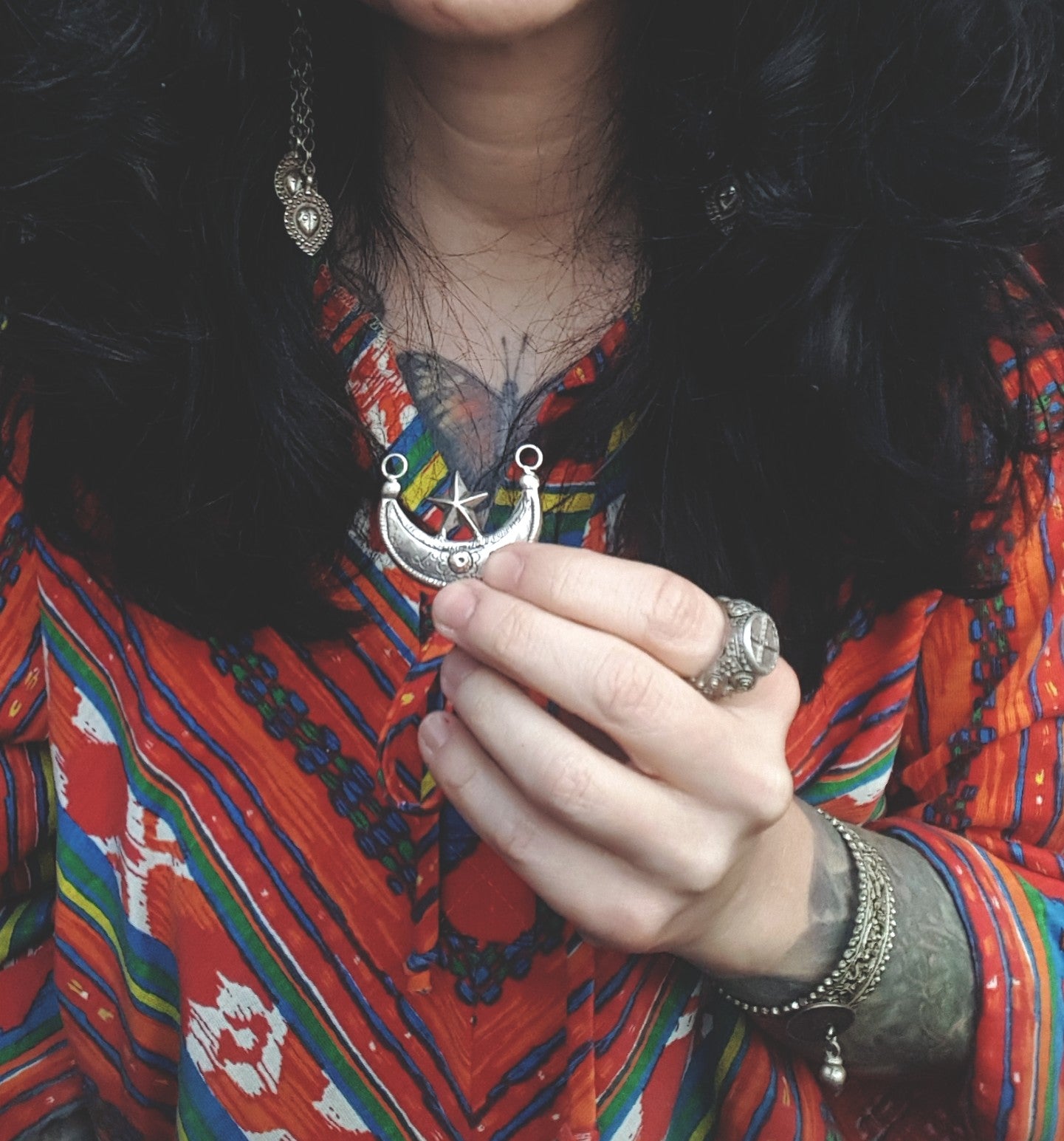 Kurdish Crescent Moon and Star Pendant