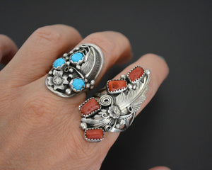 Navajo Turquoise Feather Ring - Size 6