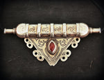 Antique Turkmen Gilded Pendant with Carnelian