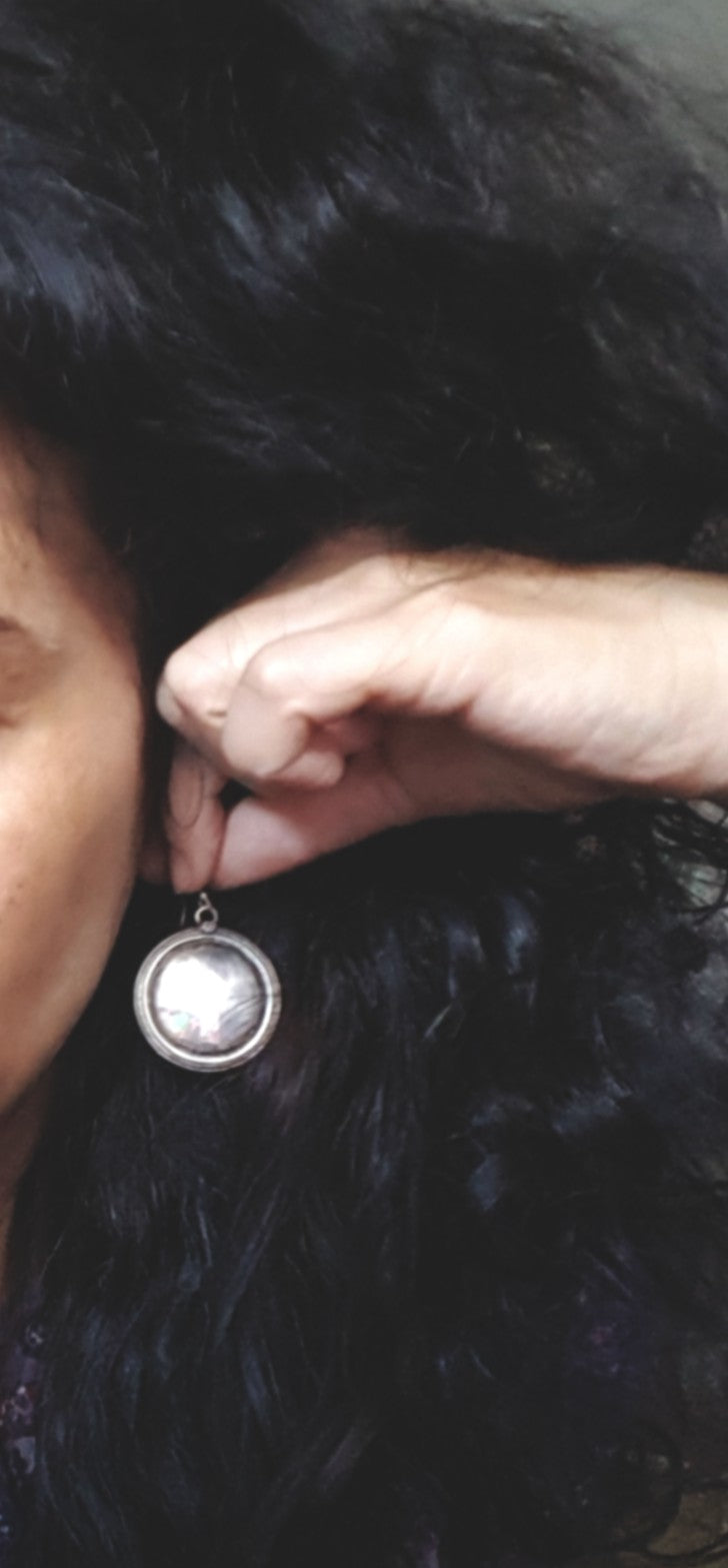 Indian Silver Disc Earrings