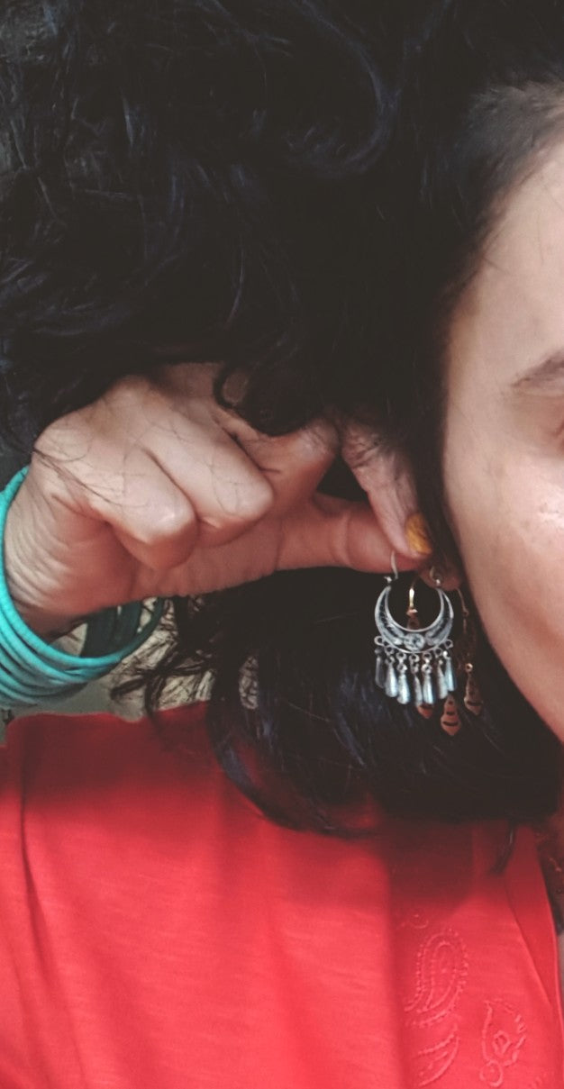 Filigree Hoop Earrings with Dangles