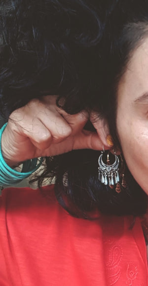 Filigree Hoop Earrings with Dangles