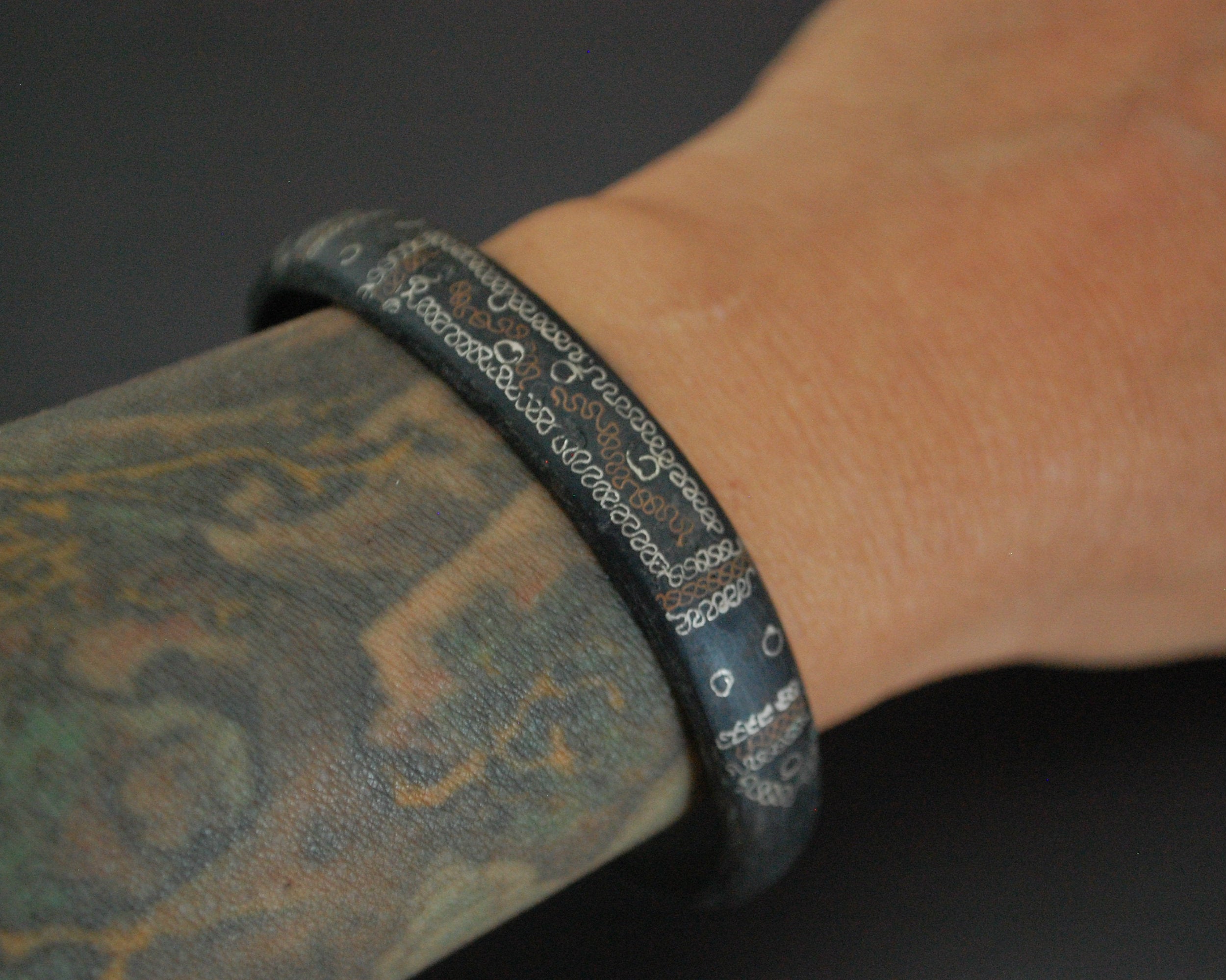 Tuareg Cuff Bracelet with Silver Inlays