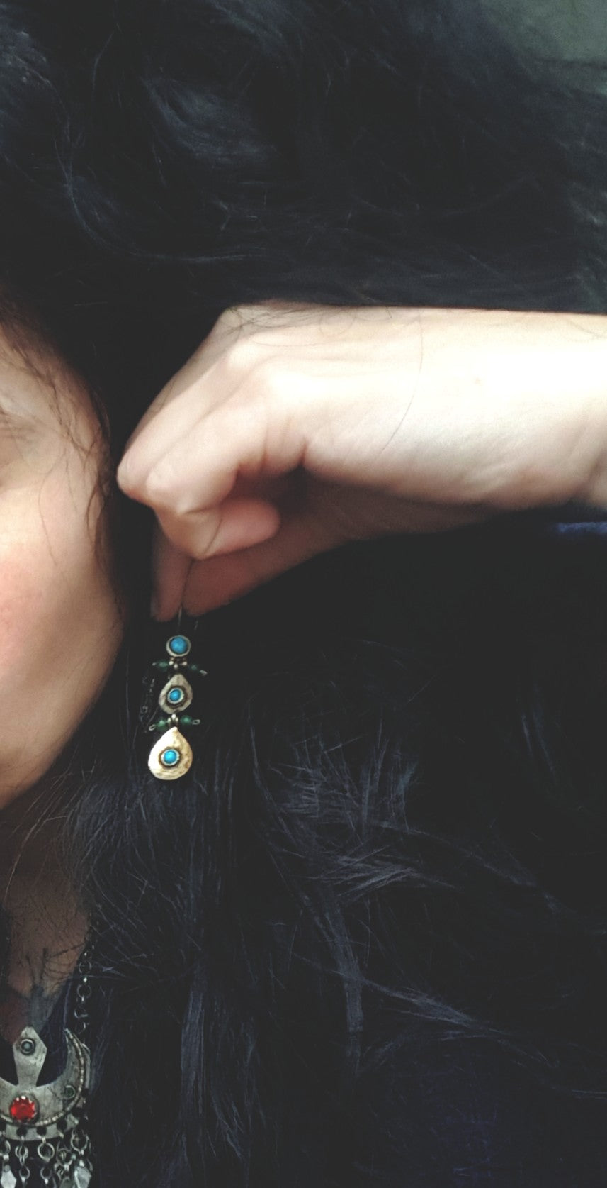 Gilded Uzbek Turquoise Earrings