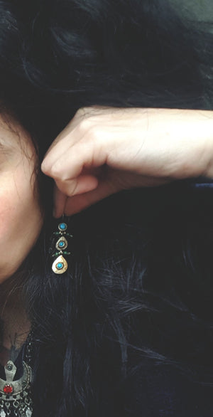 Gilded Uzbek Turquoise Earrings