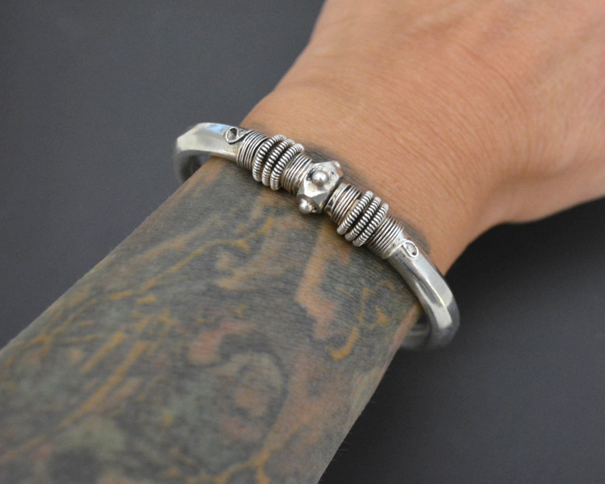 Ethnic Indian Silver Bracelet - Openable