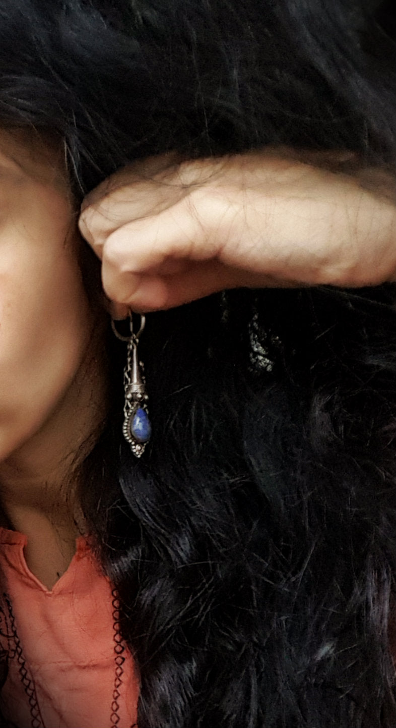 Ethnic Lapis Lazuli Earrings from India