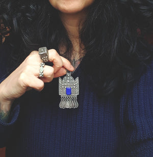 Ethnic Lapis Lazuli Pendant with Dangles