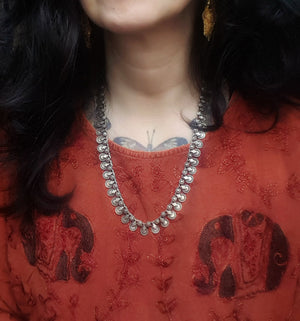 Long Indian Silver Necklace