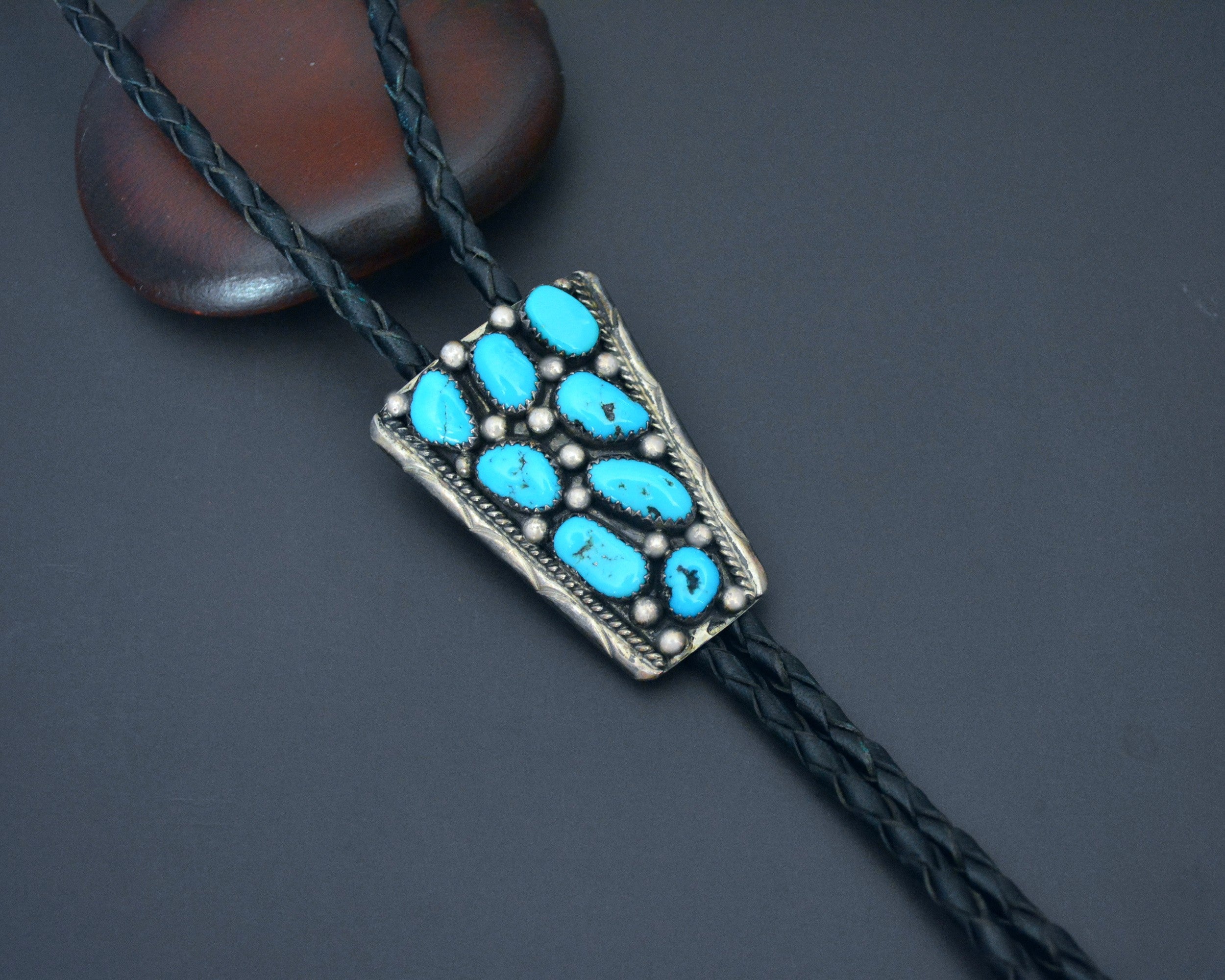 Native American Turquoise Sterling Bolo Tie
