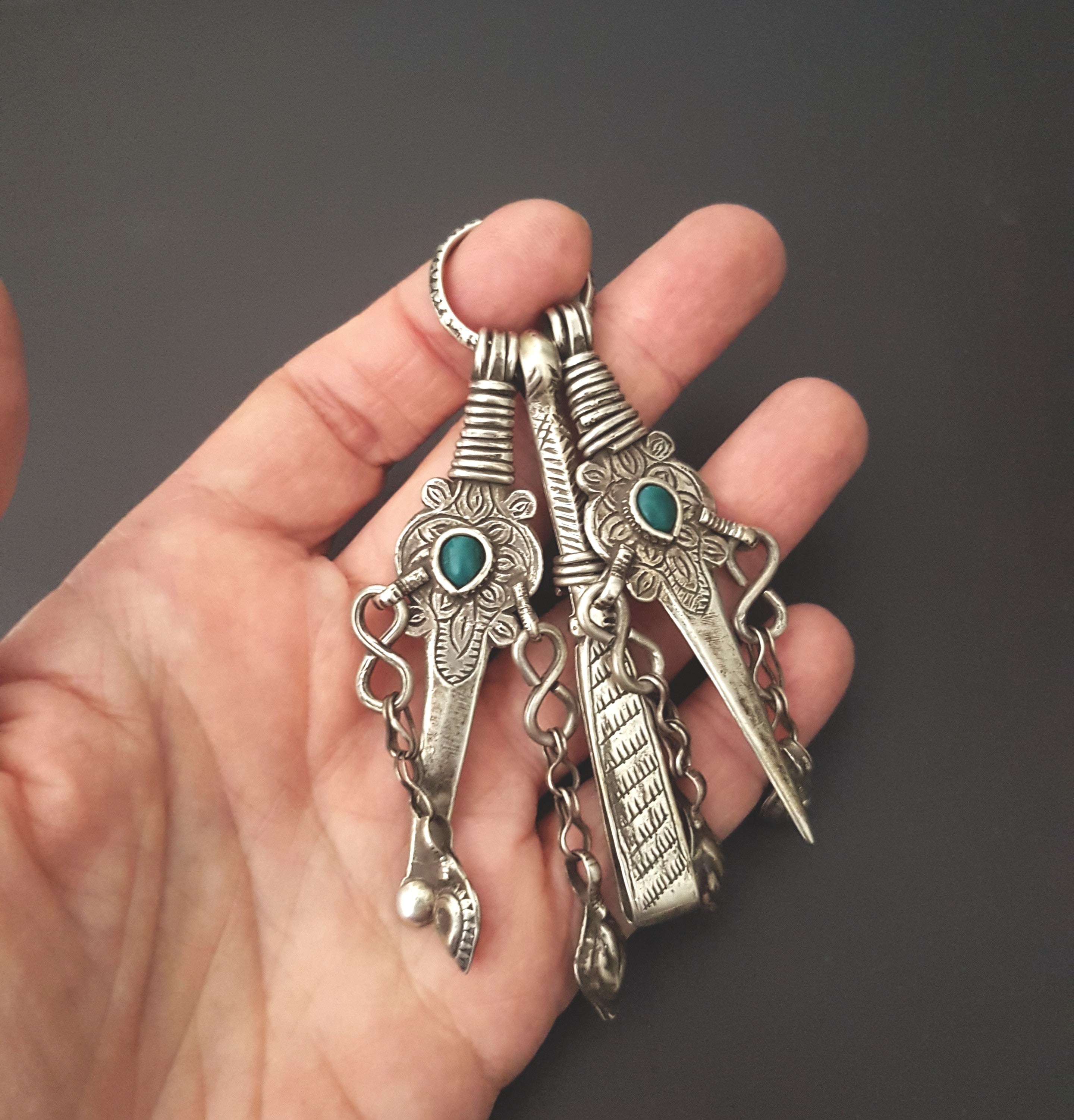 Old Grooming Kit with Turquoise and Dangles