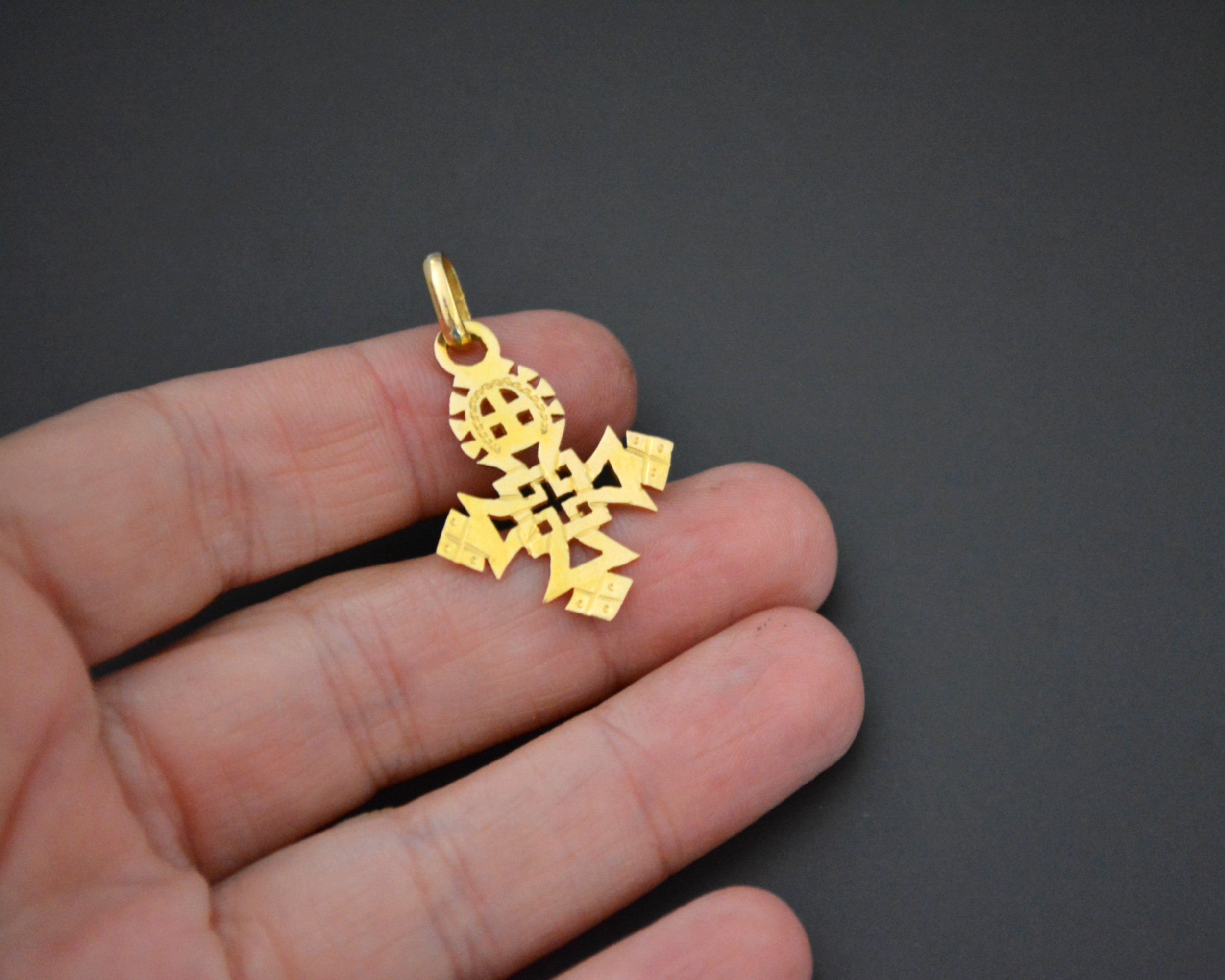 Ethiopian 18K Gold Coptic Cross Amulet