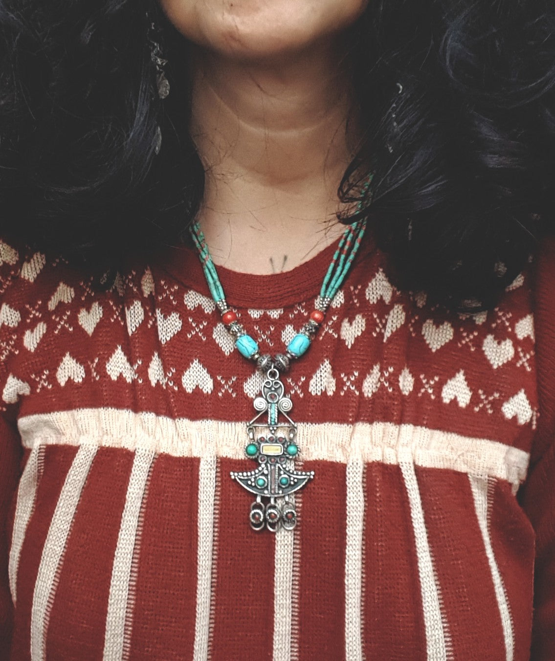Vintage Nepali Turquoise Coral Necklace