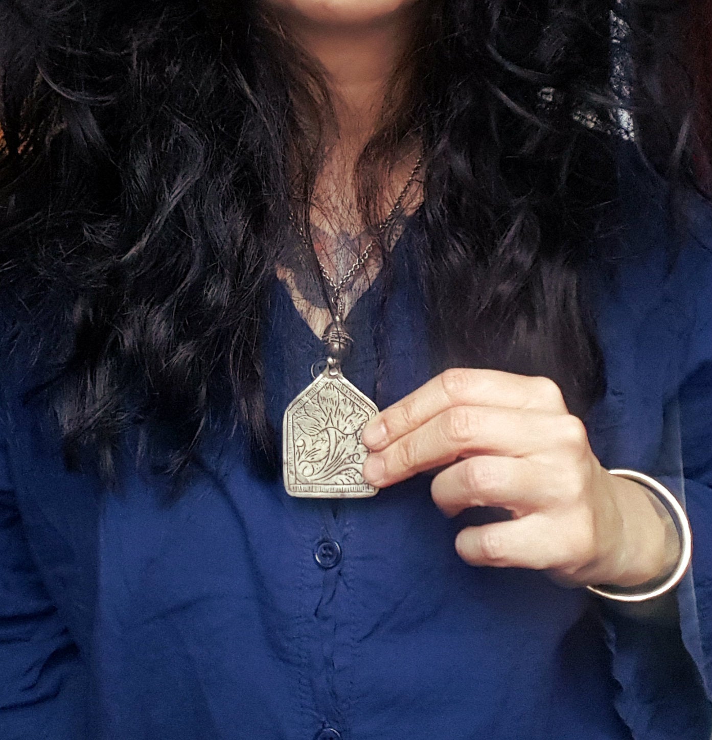 Egyptian Siwa Pendant with Carved Lotus - Timiznaqt