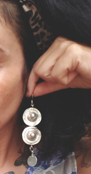 Large Afghani Silver Earrings with Dangles