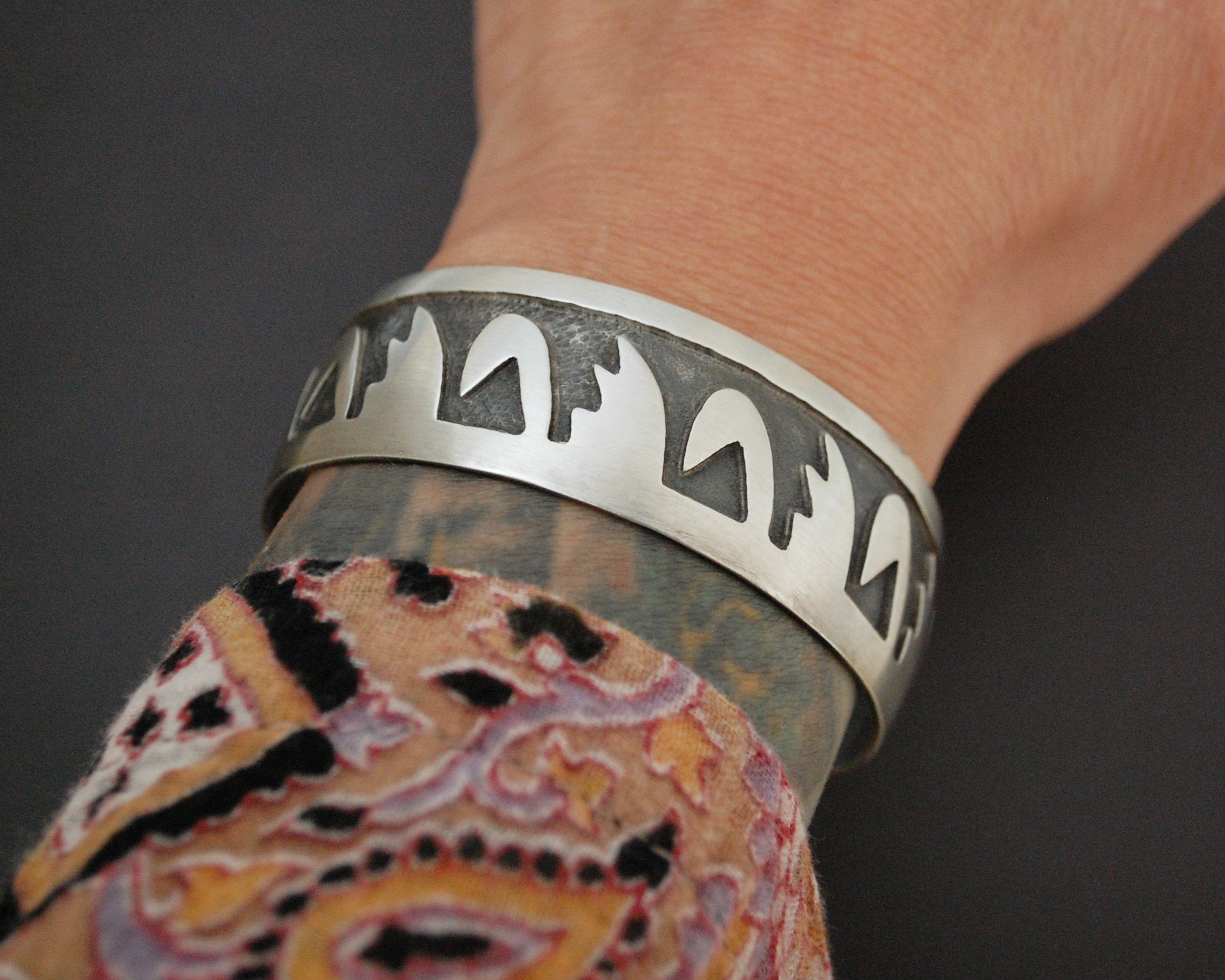 Native American Hopi Cuff Bracelet - Signed