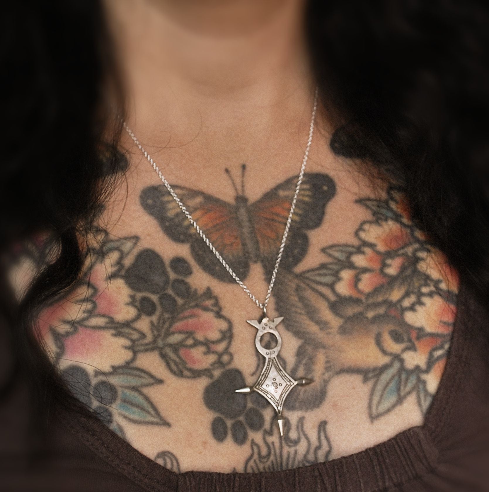 Tuareg Silver Cross Pendant on Chain