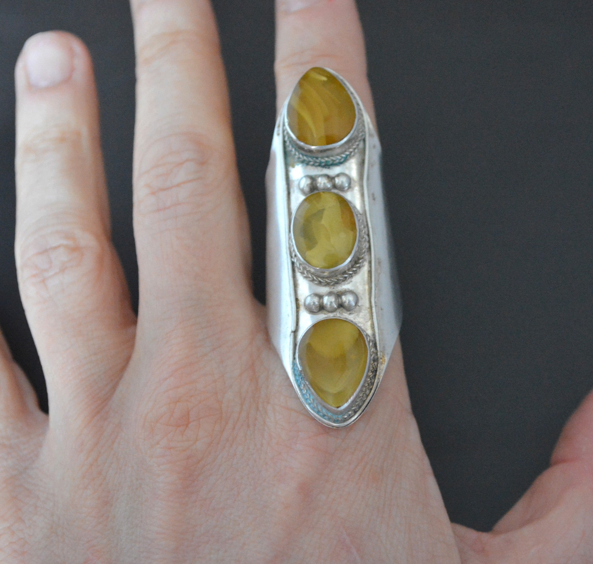 Vintage Nepali Amber Ring - Size 10.5