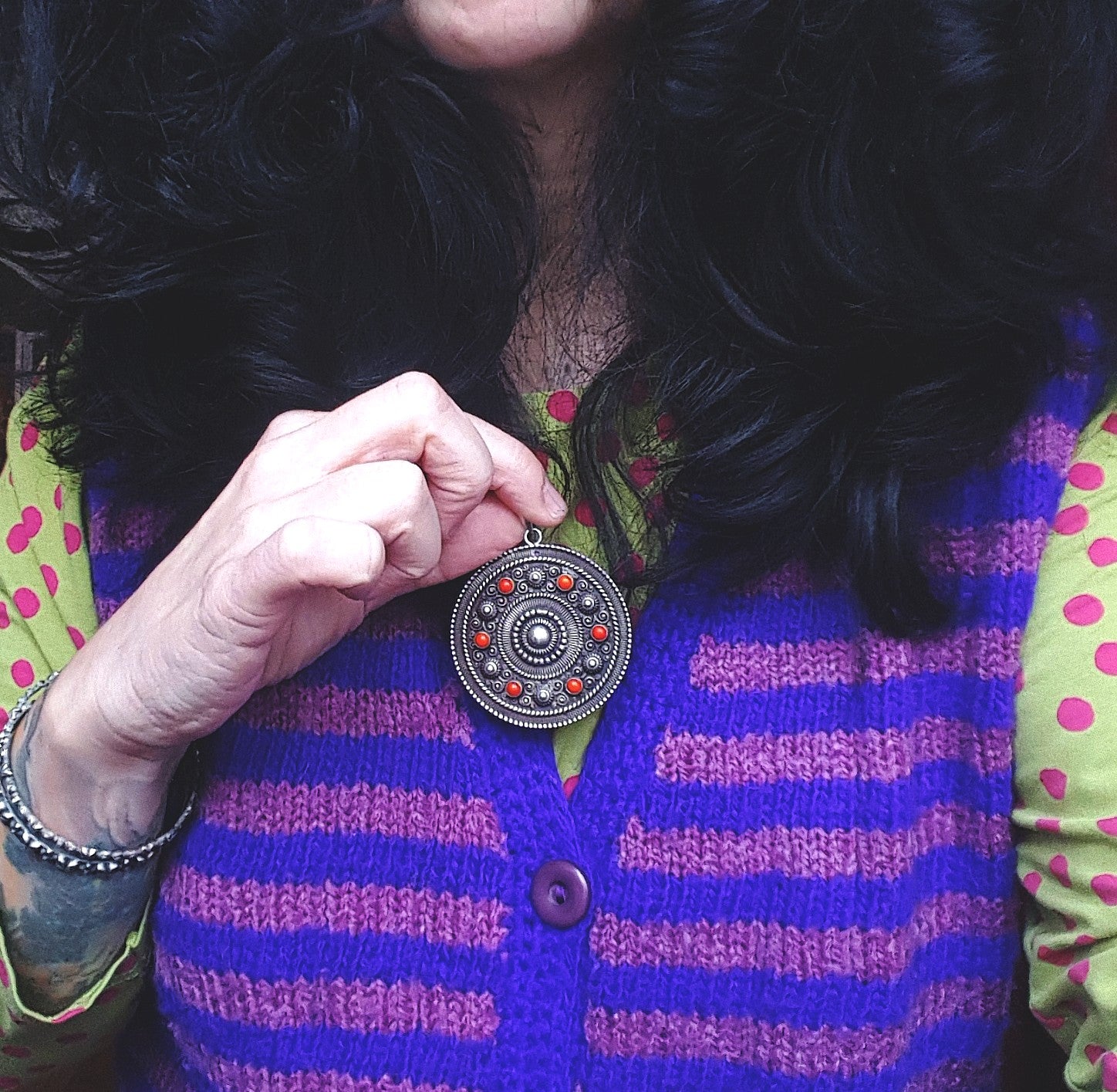 Large Coral Mandala Pendant