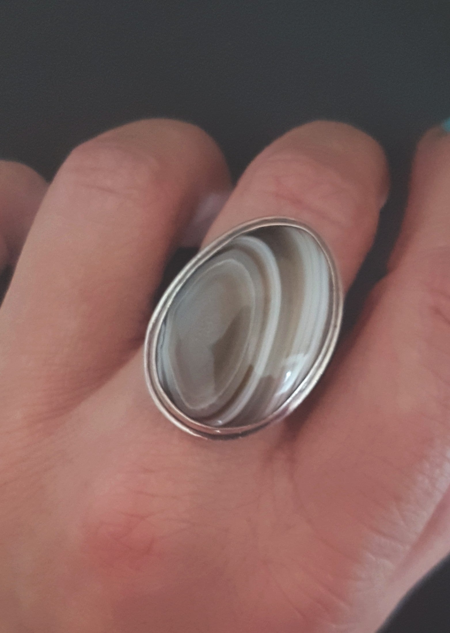 Ethnic Banded Agate Ring  - Size 6.25