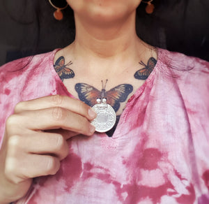 Antique Indian One Rupee Coin Pendant