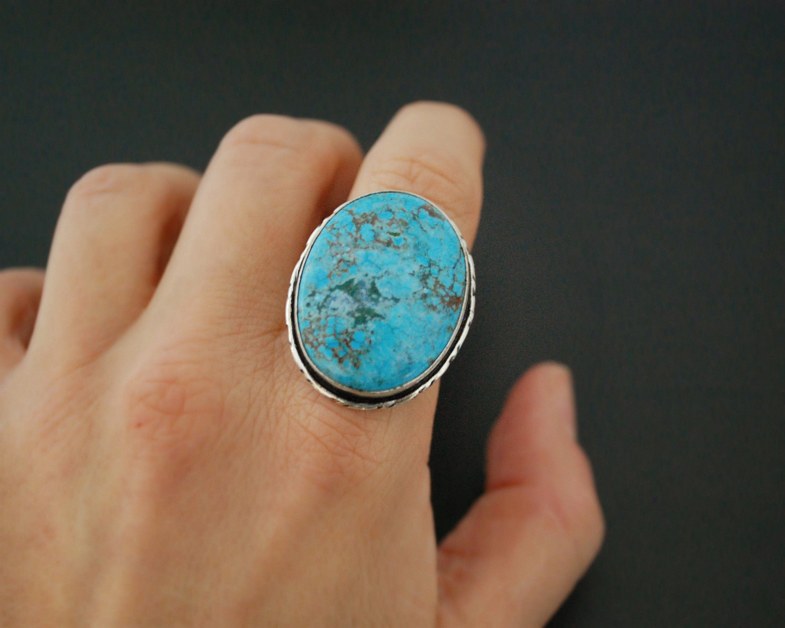 Large Turquoise Ring - Size 8.25
