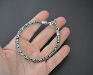 Ethnic Woven Silver Snake Chain Bracelet