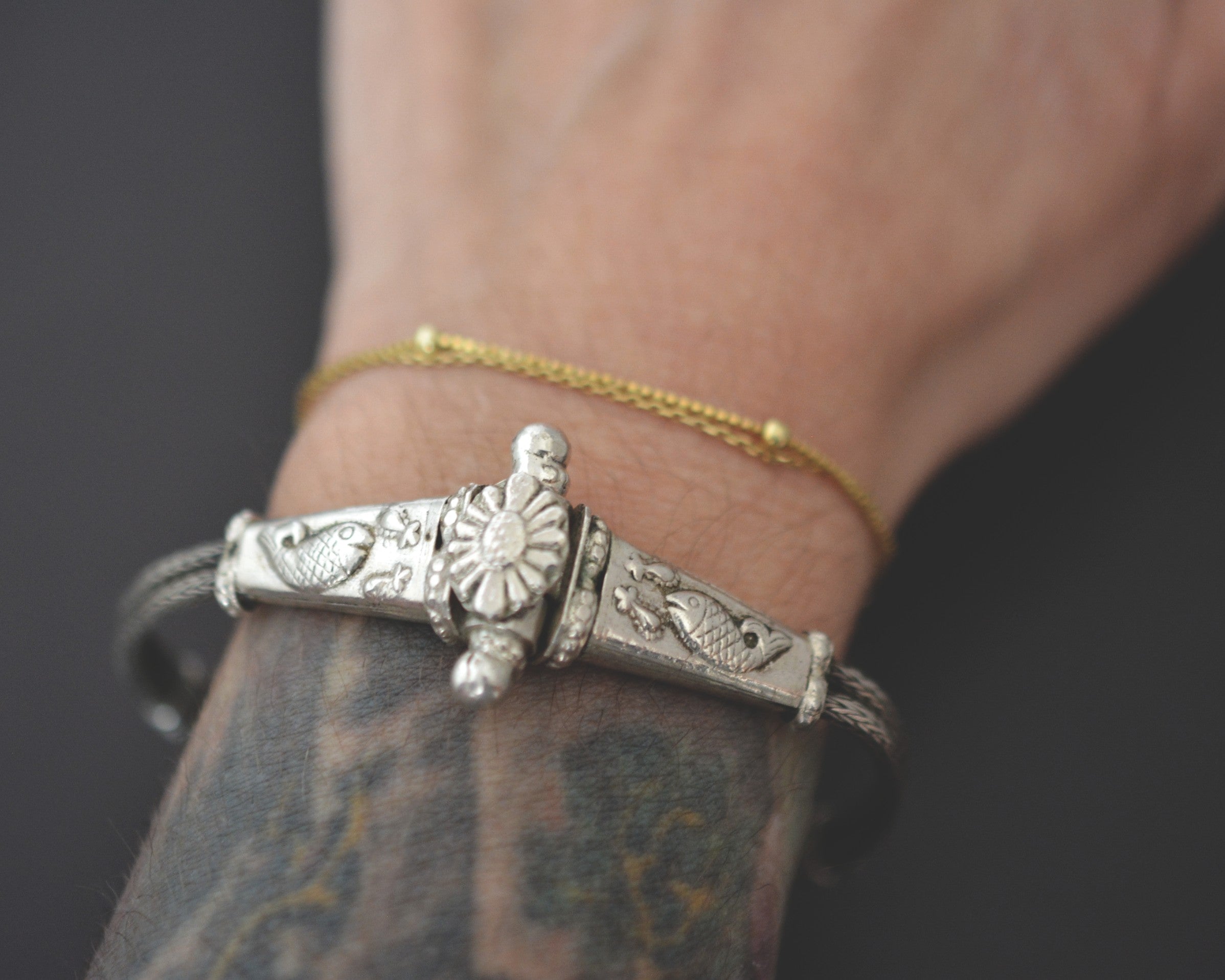 Rajasthani Snake Chain Bracelet with Fishes