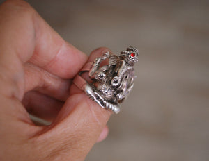 Large Ganesha Sterling Silver Ring - Size 11