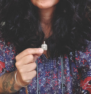 Old Indian Silver Hindu Diety Amulet
