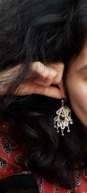 Ethnic Oriental Filigree Dangle Earrings