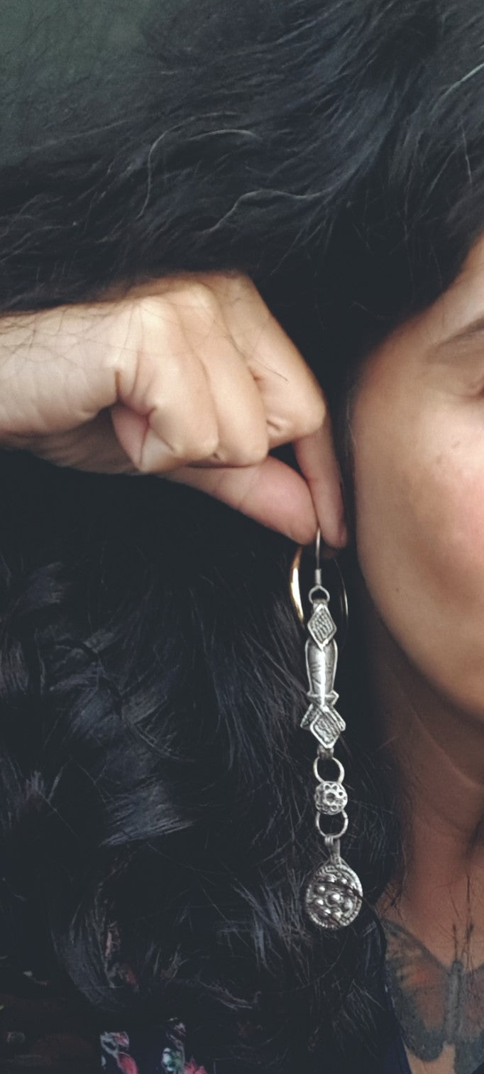 Very Long Afghani Fish Dangle Earrings