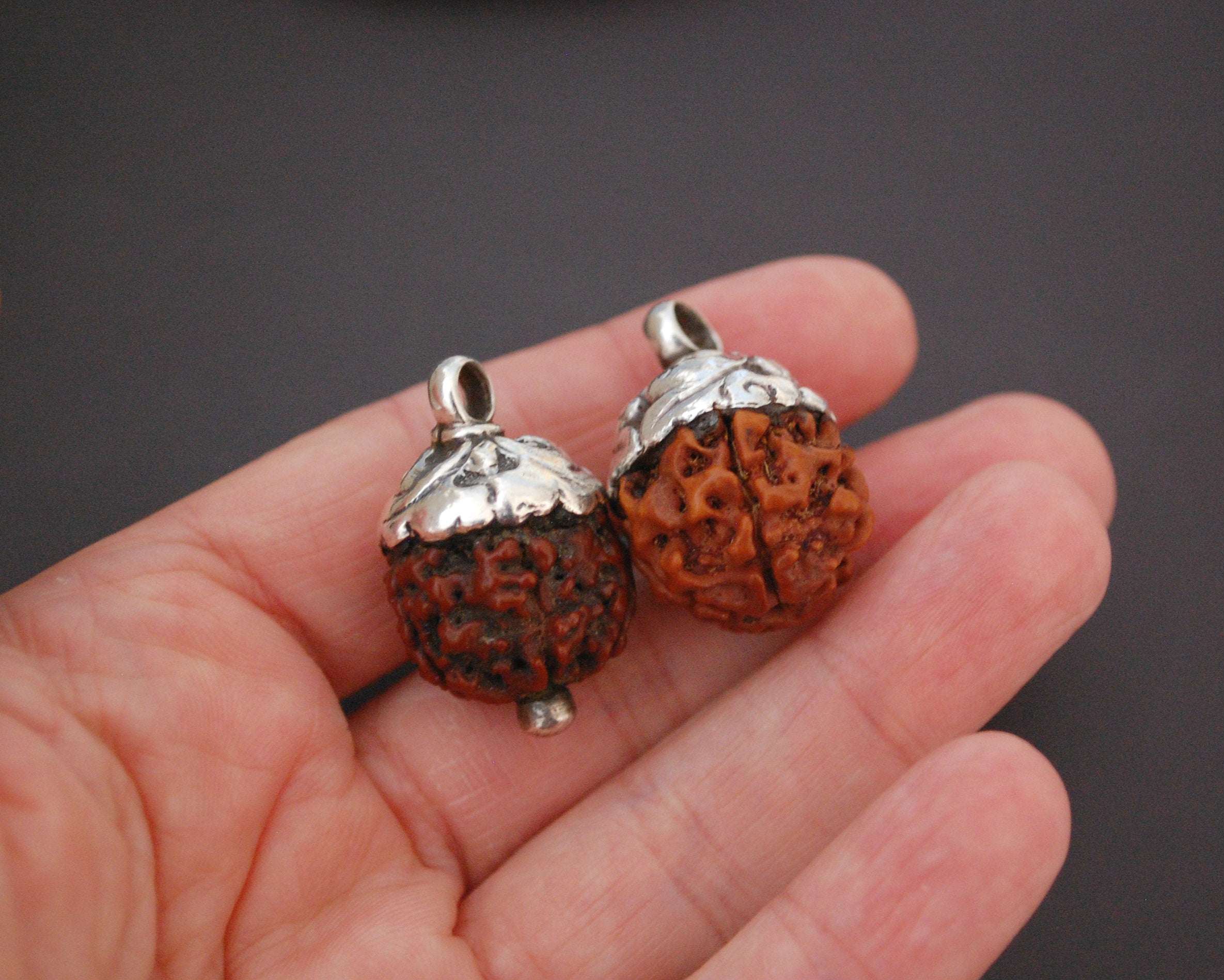 Rudraksha Bead Pendant with Silver Cap