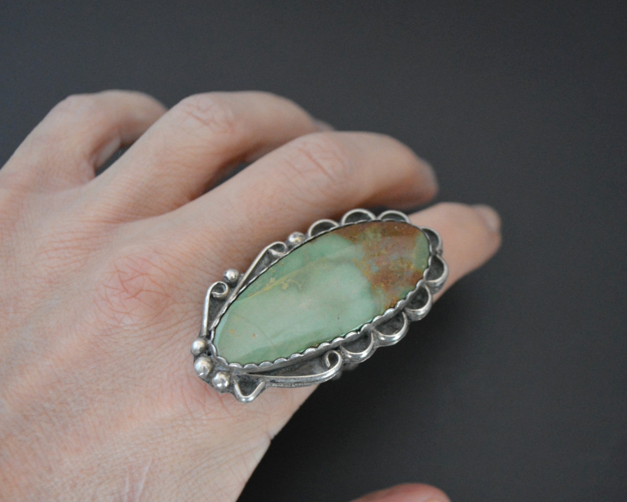 Huge Navajo Turquoise Ring - Size 7.5
