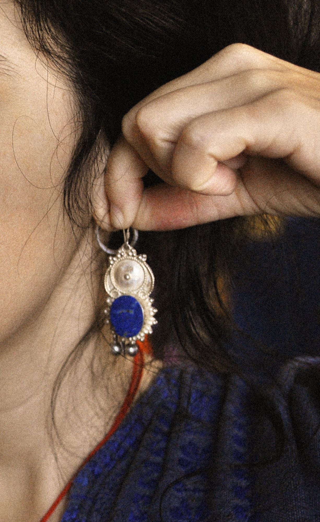 Ethnic Lapis Lazuli Earrings from India