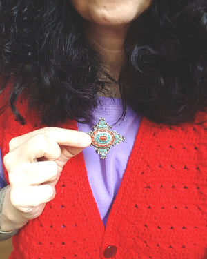 Tibetan Turquoise Coral Pendant