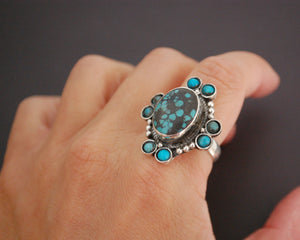 Ethnic Turquoise Ring from India - Size 9.5