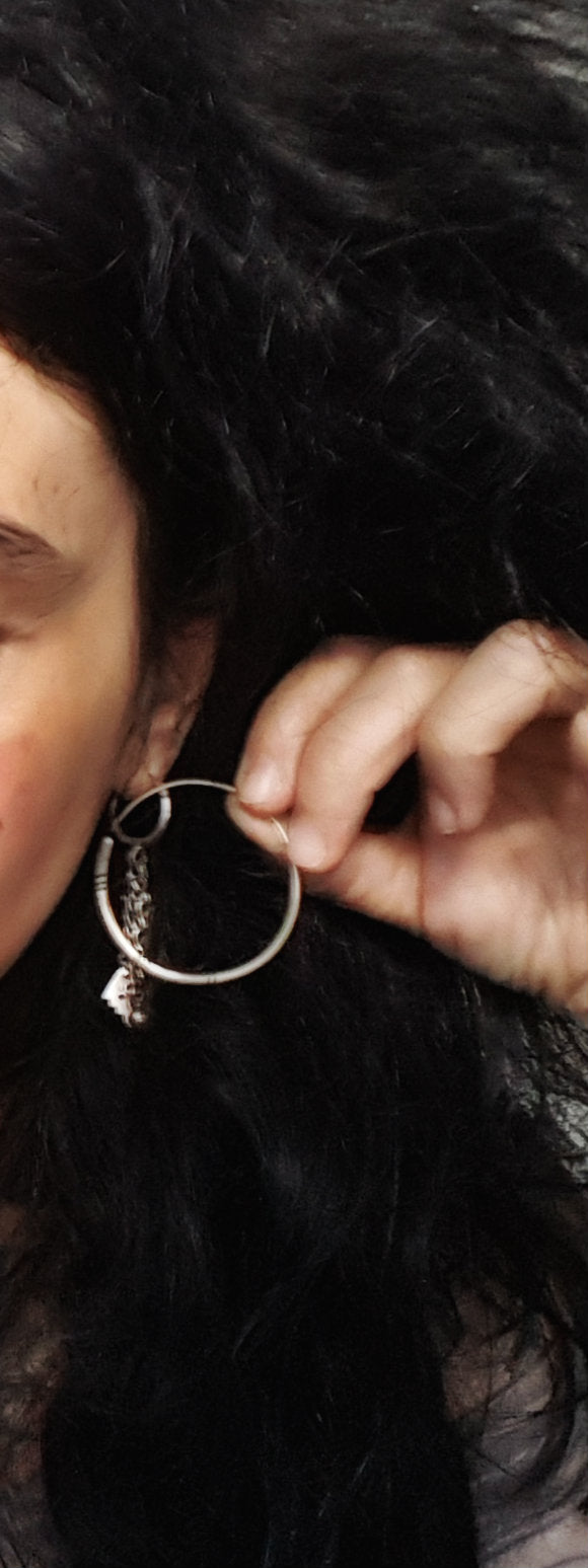 Tuareg Hoop Earrings with Ebony Inlay - LARGE