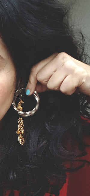 Bold Twisted Silver Hoop Earrings - LARGE