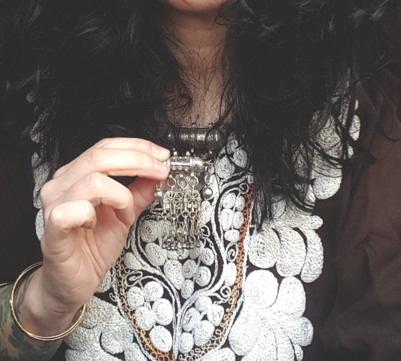 Yemeni Silver Hirz Pendant with Dangles