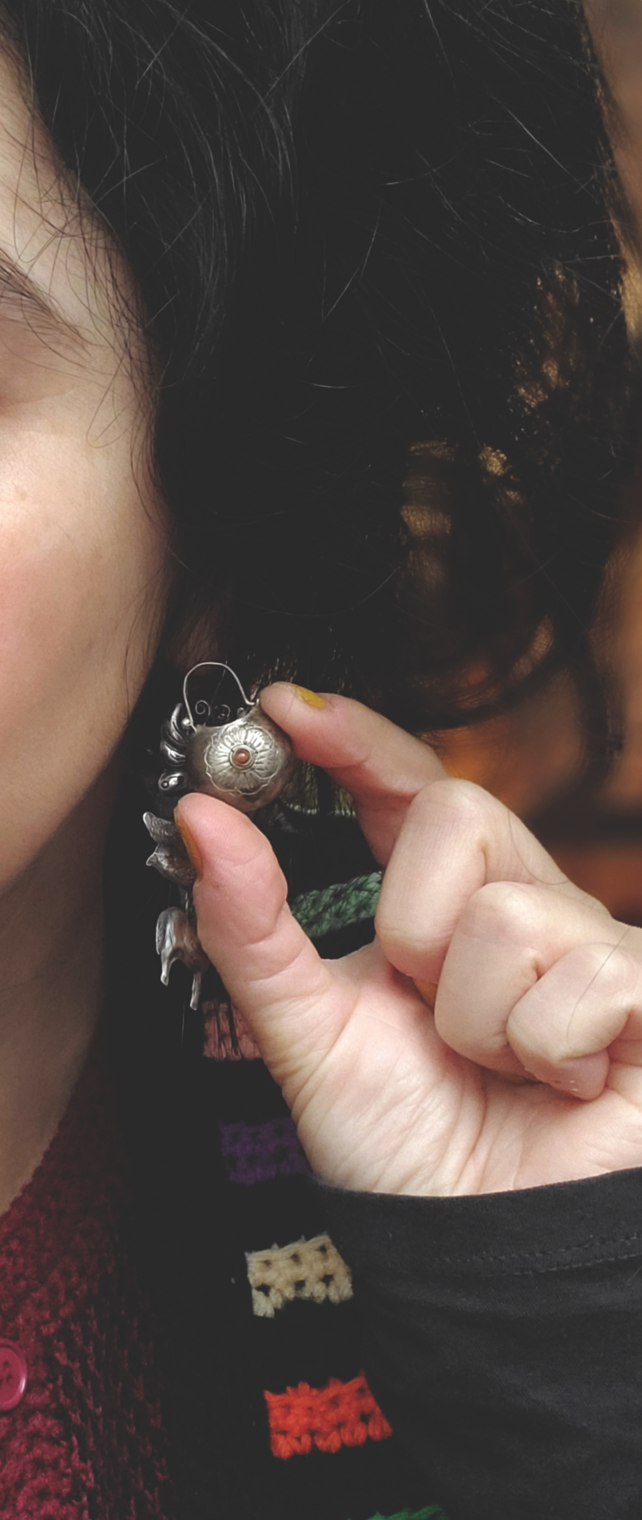 Reserved for A. - Nepali Coral Lotus Basket Earrings