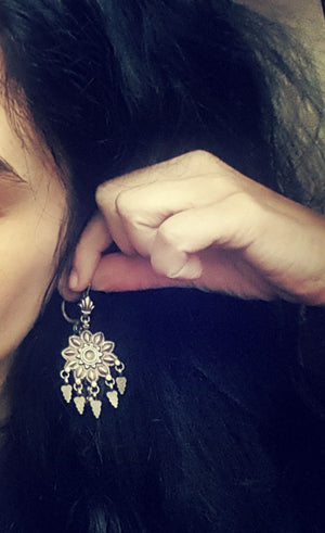 Rajasthani Silver Earrings with Dangles
