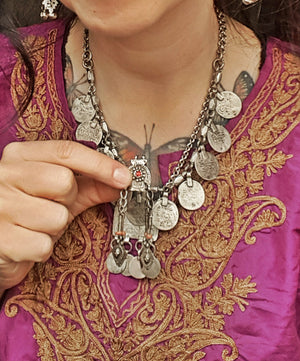 Uzbek Coral Pendant with Tassels